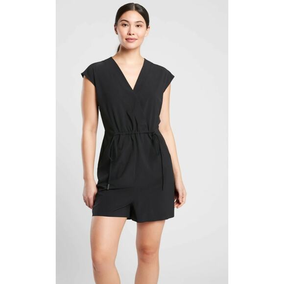 Athleta Pants - Athleta womens black Marlow V-neck cap sleeve casual romper size S